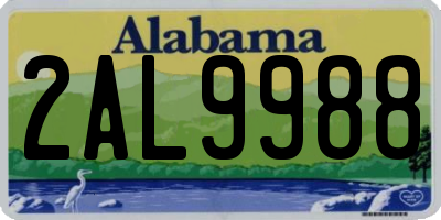 AL license plate 2AL9988