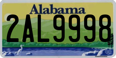 AL license plate 2AL9998