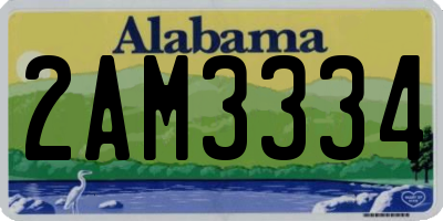 AL license plate 2AM3334