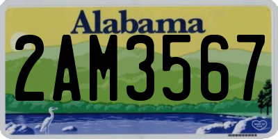 AL license plate 2AM3567
