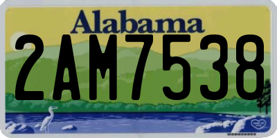 AL license plate 2AM7538