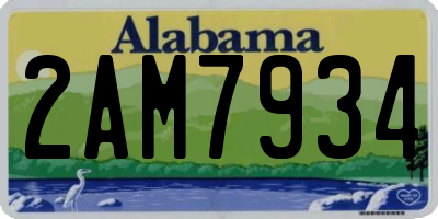 AL license plate 2AM7934