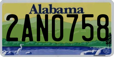 AL license plate 2AN0758