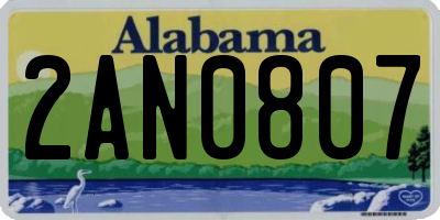 AL license plate 2AN0807