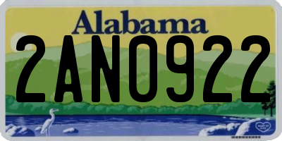 AL license plate 2AN0922