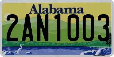 AL license plate 2AN1003