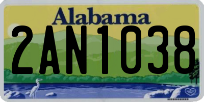 AL license plate 2AN1038