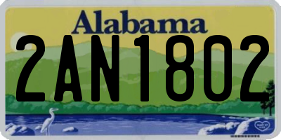 AL license plate 2AN1802