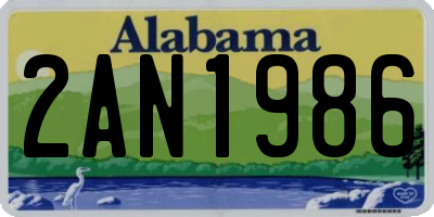 AL license plate 2AN1986