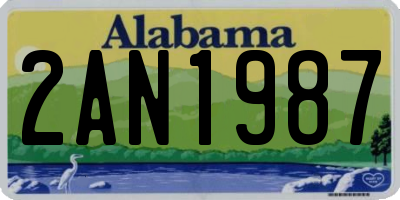 AL license plate 2AN1987