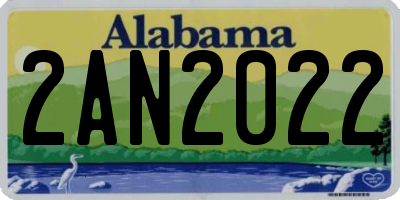 AL license plate 2AN2022
