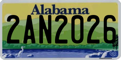 AL license plate 2AN2026