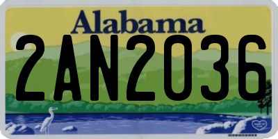 AL license plate 2AN2036