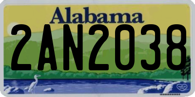 AL license plate 2AN2038