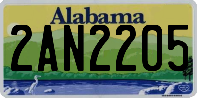 AL license plate 2AN2205
