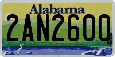 AL license plate 2AN2600
