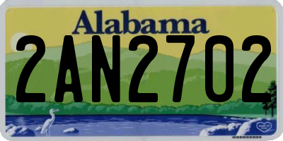 AL license plate 2AN2702