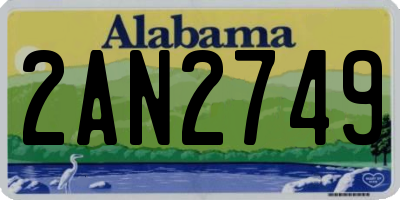 AL license plate 2AN2749