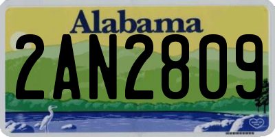 AL license plate 2AN2809