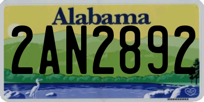 AL license plate 2AN2892