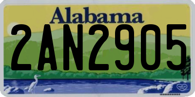 AL license plate 2AN2905