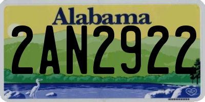 AL license plate 2AN2922