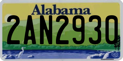 AL license plate 2AN2930