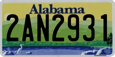 AL license plate 2AN2931