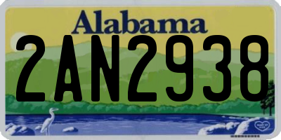 AL license plate 2AN2938