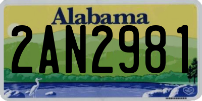 AL license plate 2AN2981