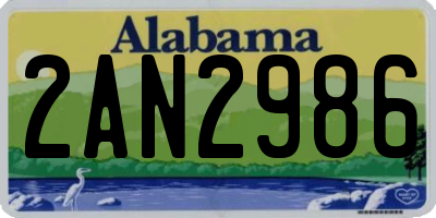 AL license plate 2AN2986