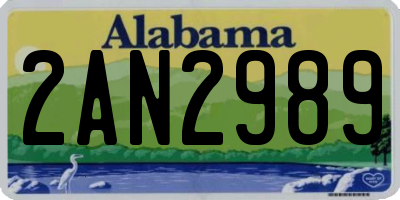 AL license plate 2AN2989