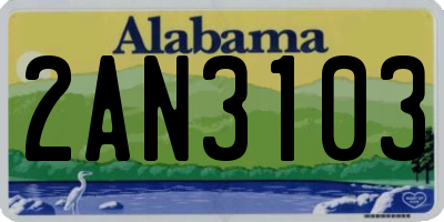 AL license plate 2AN3103