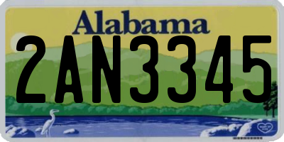 AL license plate 2AN3345