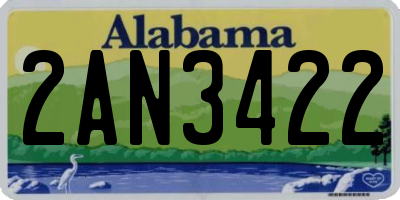 AL license plate 2AN3422