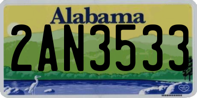 AL license plate 2AN3533