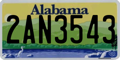 AL license plate 2AN3543