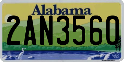 AL license plate 2AN3560
