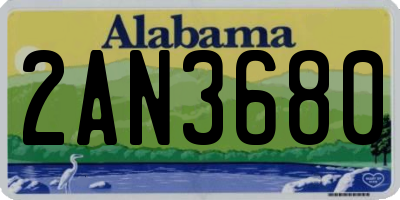 AL license plate 2AN3680