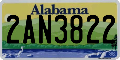 AL license plate 2AN3822