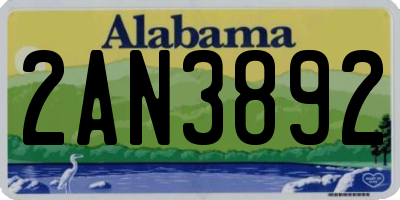 AL license plate 2AN3892