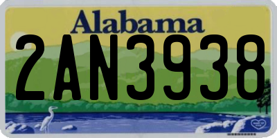 AL license plate 2AN3938