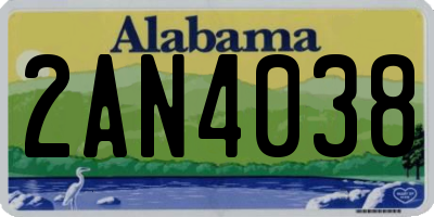AL license plate 2AN4038