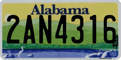 AL license plate 2AN4316