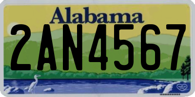 AL license plate 2AN4567