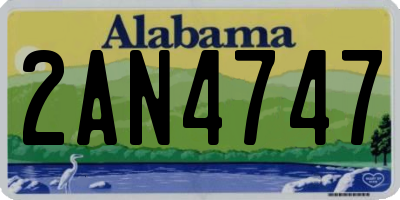 AL license plate 2AN4747