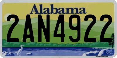 AL license plate 2AN4922