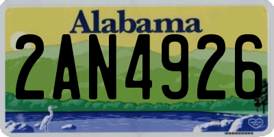 AL license plate 2AN4926