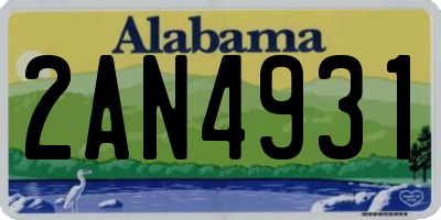 AL license plate 2AN4931
