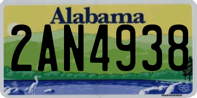 AL license plate 2AN4938